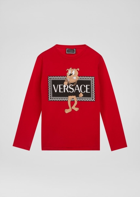 Tricouri Versace Cartoon Logo Maneca Lunga Fete | KYVCBTA-98